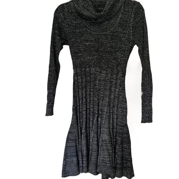 Calvin Klein | Dresses | Calvin Klein Long Sleeve Sweater Dress In Black  And Metallic Gold Size Small | Poshmark